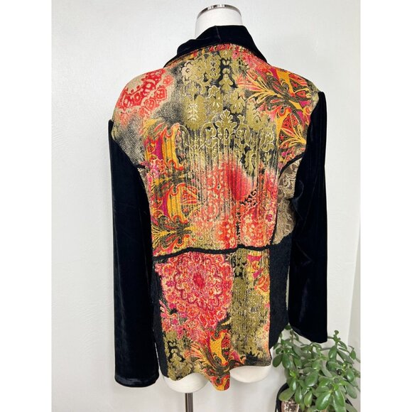 Coldwater Creek Womens Velour Patchwork Lace Paneled Jacket - Picture 8 of 14